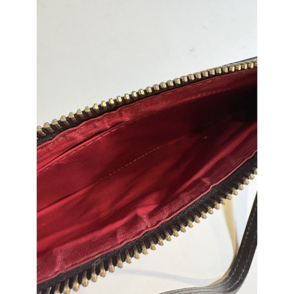 Dooney & Bourke Y2K Croc Embossed Leather Wristlet Cognac Duck Logo Zip Bag - Picture 11 of 13